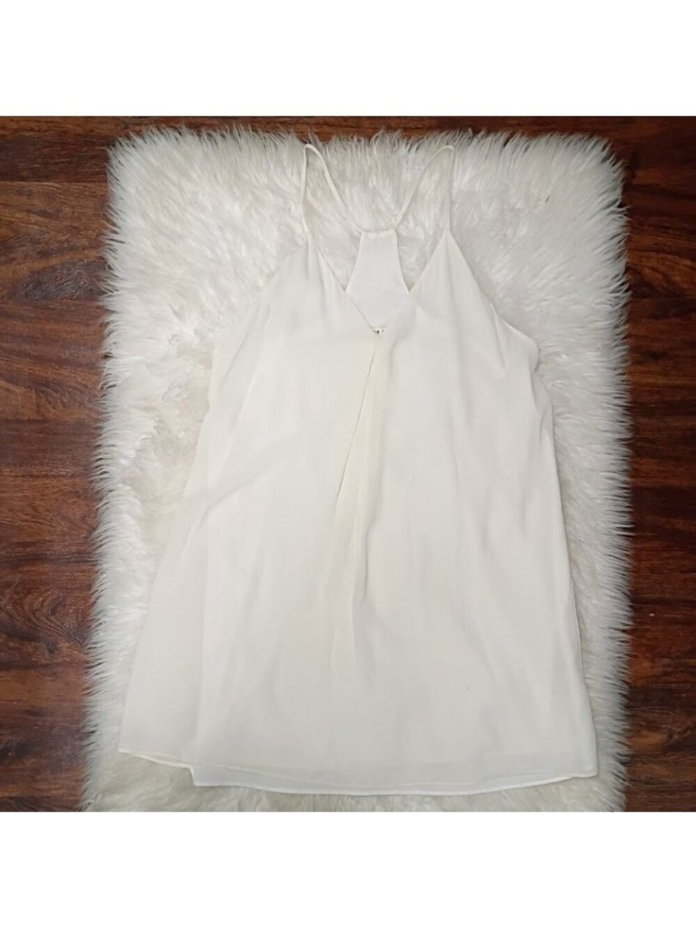 Alice + Olivia White Strappy V-Neck Camisole Top XS Polyester Blend - Picture 5 of 13